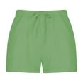 thumbnail image 4 of PUYAHG Women's 7" Linen Cotton Shorts Workout Gym Solid Color Comfortable Elastic Wide Leg Casual Shorts Drawstring High Waisted with Pocket Mint Green,S, 4 of 5