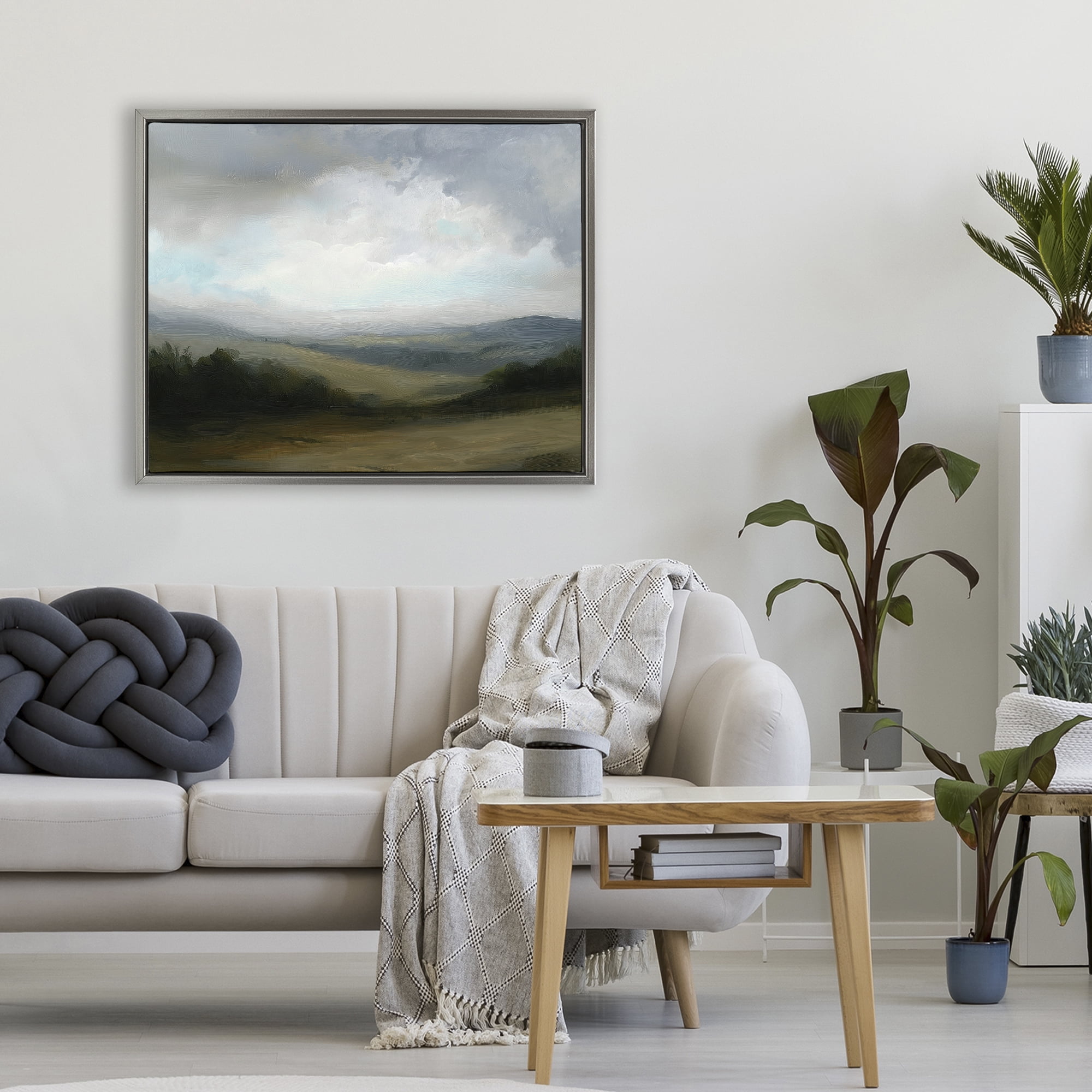 Stupell Industries Refreshed Quiet Rolling Hills Gray Framed Floater Canvas Wall Art, design by Annabelle Hall