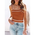 thumbnail image 3 of FreshPretty Women's Trendy Summer Square Neck Crop Tank Tops Casual Color Block Knit Sleeveless Slim Fit Y2k Cami Shirts, 3 of 7