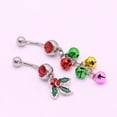 thumbnail image 4 of Mistletoe Belly Button Rings - Stainless Steel Bell Navel Rings, Cubic Zirconia, Holiday Piercing Jewelry, Women Body Jewelry, Festive Party Accessory, Safe for Sensitive Skin, 4 of 4