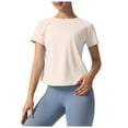 thumbnail image 3 of GEWSEY Workout Tops for Women Cropped Split Back Athletic Gym Exercise Shirts Loose Fit (White, L), 3 of 7