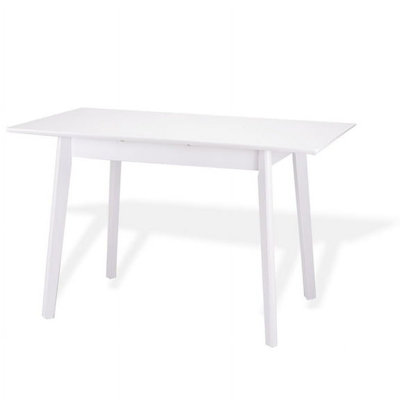 Extendable Rectangular Dining Room Table Modern Solid Wood, White Color