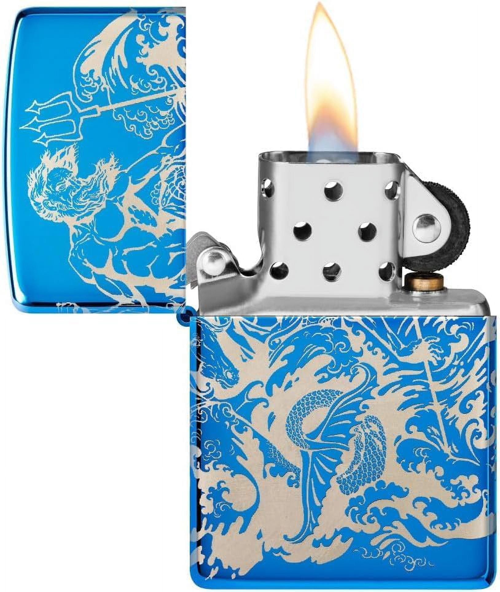 Zippo Lighter - Personalized Message Engraved Backside on Viking Design Windproof Lighter (Atlantis Greek Mythology 48787)