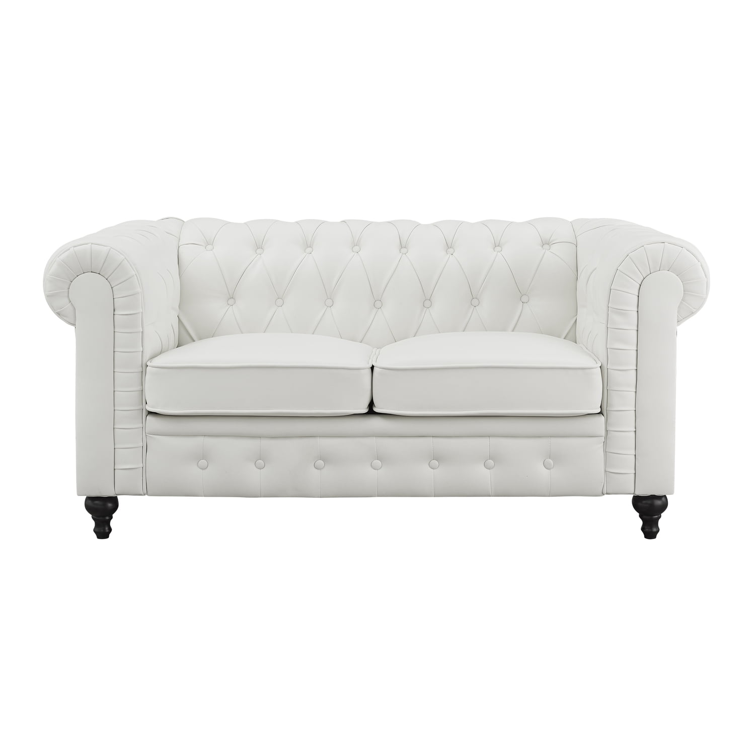 Naomi Home Modern Chesterfield Loveseat , Upholstered Cushion Loveseat  For Home - Color: White
