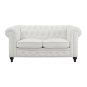 Naomi Home Modern Chesterfield Loveseat , Upholstered Cushion Loveseat For Home - Color: White