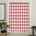 thumbnail image 4 of Farmhouse Red Plaid Semi Sheer Curtains Drapes for Living Room, Bedroom, French Doors Window 84 Inches Long, Rustic Red White Checkered Rod Pocket Chiffon Curtain Drapery Voile Draperies Panel, 4 of 6