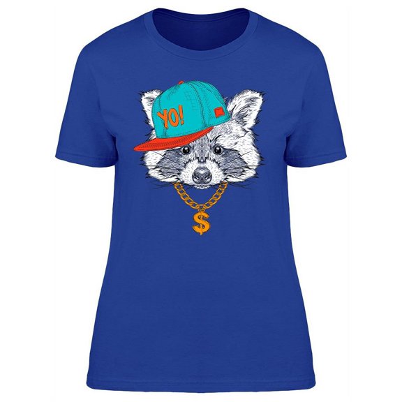Raccoon In Hip-hop Hat Design. T-Shirt Women -Image by Shutterstock, Female Large