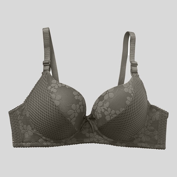 Qingpeng Womens Underwire Bra Solid Color Thin Breathable Cup Adjustable Straps Front Bow Decor Comfort Daily Bras Underwear