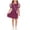 Hot Pink, variant on Auroural Girls Puff Short Sleeve Ribbed Dress with Matching Mini Crossbody Bag