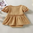 thumbnail image 3 of Nouveau-né Fille Manches Courtes Romper Couleur Unie Cou Patchwork Robe Style Body, 3 of 6