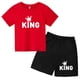 thumbnail image 3 of Conjunto de 2 piezas de camiseta y pantalones cortos con estampado de letras para niños y adolescentes de verano de 4 a 14 años, ropa informal de manga corta para niños y niñas, 3 of 5