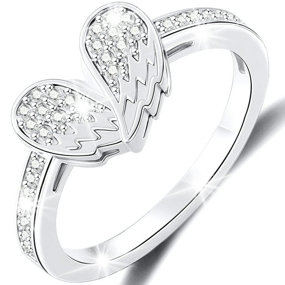 APSVO S925 Sterling Silver Plated Love Heart Rings for Women CZ Eternity Promise Wedding Band Engagement Rings Birthday Valentines Day Jewelry Gifts Her Teen Wife Mom Girlfriend Ideas