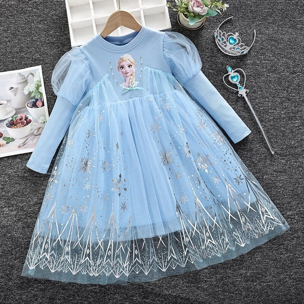 Vestidos de princesa para niñas con mangas voladoras Ropa para niños Frozen Elsa Vestidos de fiesta para bebés Niños Rh Vestido de verano zhangmengya unisex