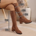 thumbnail image 4 of KEVCHE Women's Chunky Heel Knee High Boots, Plus Size Retro Polka Dot Pointed Toe Casual Design with Breathable Lining, Trendy Boots for Daily Leisure Wear, 4 of 6