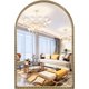 thumbnail image 1 of Espejo de pared arqueado para baño, marco de abalorio de metal de 20 x 30 pulgadas, espejo decorativo y moderno para colgar en la pared para baño, recámara, sala de estar, entrada, oro, 1 of 11