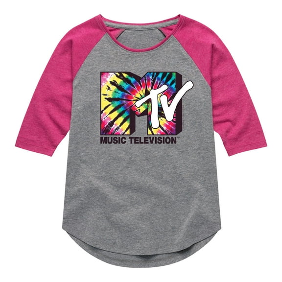 MTV - Tie Dye Print MTV - Girls Shirt Tail Raglan