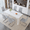 WhiteTable+Light Gary*6, variant on StnTalk Dining Table Set for 8, 71" Modern Dining Room Set with Upholstered Cantilever Chairs, 9 Piece Kitchen Table Set for Family Gatherings