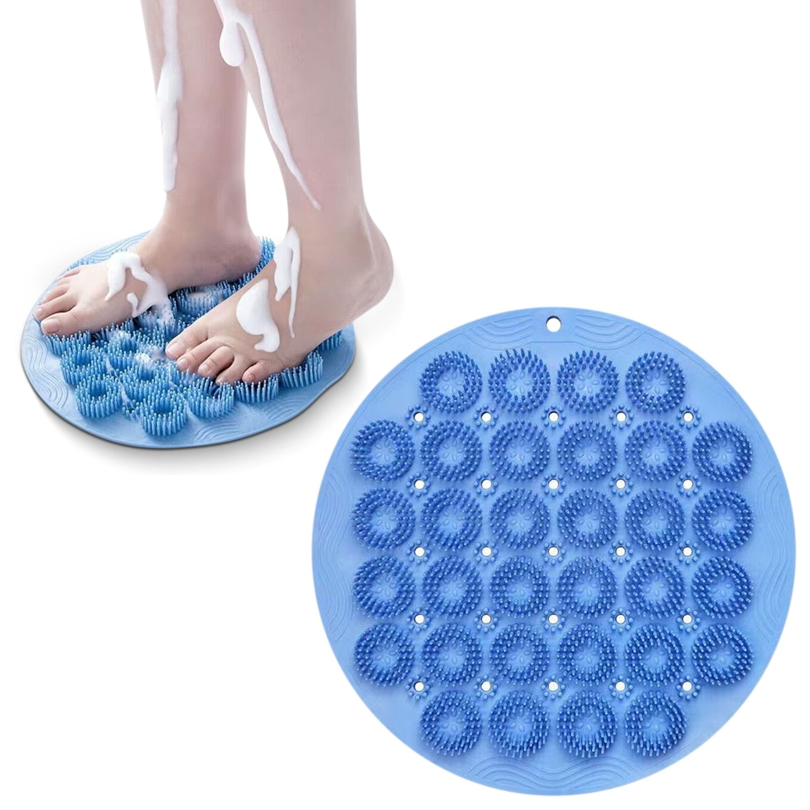 CoreLiving Foot Scrubber Mat For Shower, Silicone Shower Foot Scrubber With Massage Bristles And Suction Cups, Non Slip Bath Mat For Foot Cleaning And Care