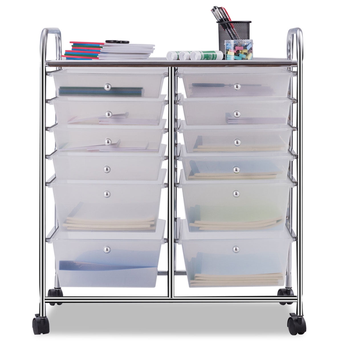 Mobile Organizer, 20 Drawers, 25 x 38 x 15-1/4 Inches, Multiple 