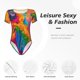 thumbnail image 4 of Balery Colorful Parrot Jungle Dream A Body de cuello redondo de manga corta para mujer Tops de manga corta Tops básicos-Medium, 4 of 7