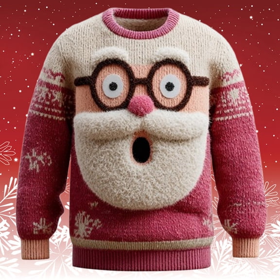 Ugly Christmas Sweater Men Santa Claus Party Funny 3D Graphic Long Sleeve Pullover Sweatshirts Crewneck Xmas Holiday Tops