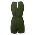thumbnail image 5 of HXWCHs Combinaisons Imprimées pour Femmes Combinaison à la Mode pour Femmes à Col en V à Lacets Sans Manches Barboteuse Décontractée Unie Confortable Short Combinaison L Vert, 5 of 5