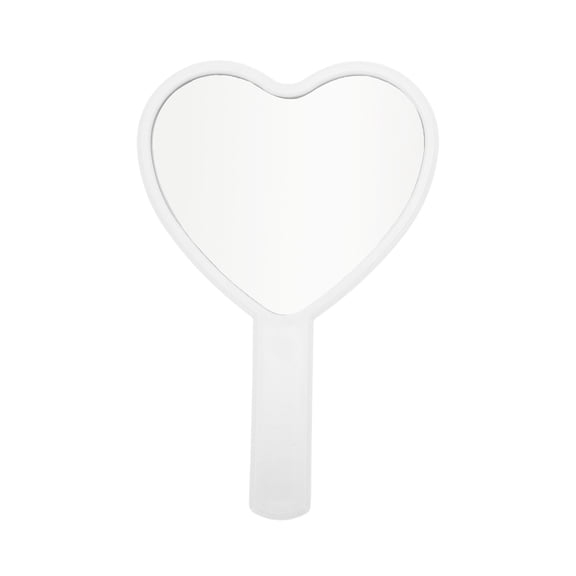 Unique Bargains 1pc Heart-shaped Handheld Mirror for Personal Grooming and Makeup White
