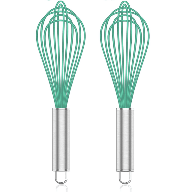 Batidor de silicona, paquete de 1/2/3 Batidores profesionales para cocinar sin rayar, batidor de acero inoxidable y silicona, batidor de goma de plástico para utensilios de cocina antiadherentes,