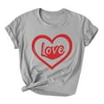 thumbnail image 2 of HaoXianJian Valentines Day Shirts Women Cute Heart Print Shirt Casual Valentines Top for Women Short Sleeve Love Letter Graphic Tees Tops Crewneck Pullover T-Shirts Size 2X 3X, 2 of 5