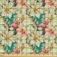 thumbnail image 2 of Ambesonne Floral Fabric by the Yard Upholstery, Vintage Lily Flower Pattern, 3 Yards, Almond Rose Turquoise, 2 of 5