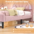 thumbnail image 5 of Demi Bonn Twin Size Upholstered LED Bed Frame with Adjustable Flower Headboard and Metal Support Feet, Platform Bed Frame with Wood Slats Support, No Box Spring Needed, Pink, 5 of 8