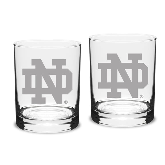 Notre Dame Fighting Irish Set of 2 Logo Traditional Double Old Fashioned Glasses