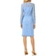 thumbnail image 3 of Estilo del Día de la Madre INSPIRE CHIC Vestido de Mujer con Cuello en V de Encaje Floral con Mangas Largas Transparentes Midi Vestido de Cóctel M Azul Claro, 3 of 5
