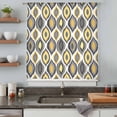 thumbnail image 4 of Yellow Black Geometric Sheer Curtains 54 Inches Long, Abstract Art Diamond Modern Light Filering Curtains, Breathable Simi Curtain Privacy Drapes for Kitchen Bathroom Nursery Small Window Treatment, 4 of 7