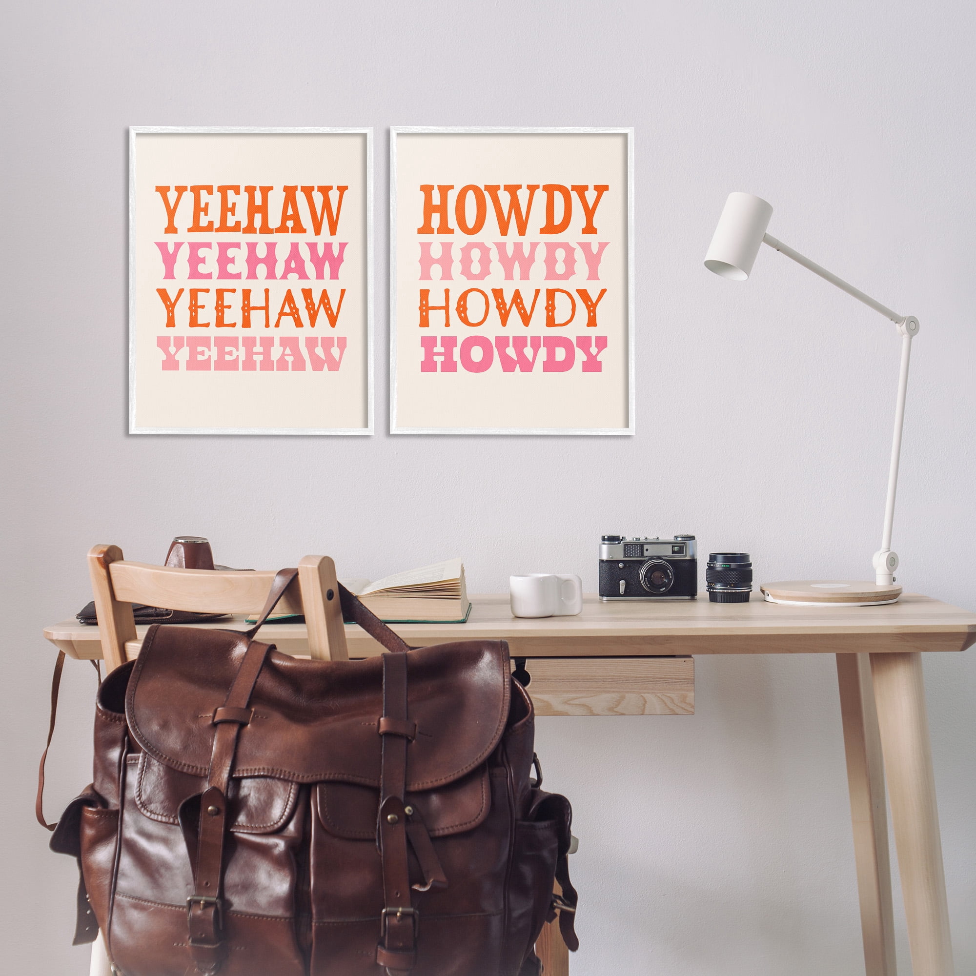 Stupell Industries Yeehaw & Howdy Typography Typography Painting White Framed Art Print Wall Art, 16 x 20, Set of 2