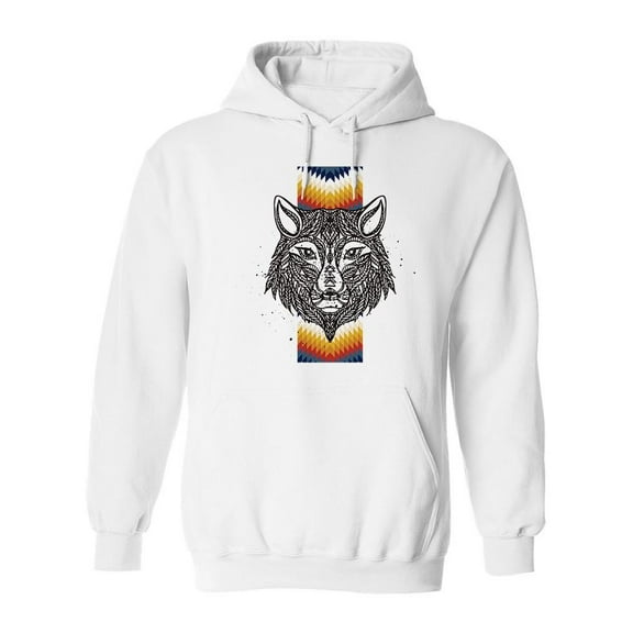Ethnic Wolf Totem Hoodie Men -Image by Shutterstock, Male 4X-Large