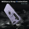 thumbnail image 3 of Allytechgroup Rotatable Ring Kickstand, Sliding Lens Cover, Full Body Protection Shockproof Lightweight Cell Phone Case for Samsung Galaxy S21, Purple, 3 of 6
