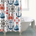 thumbnail image 5 of Coastal Style Shower Curtain 72x84in Featuring Anchors and Sailboats, Made from Chun Yafang Polyester, Waterproof and Durable, Includes Hooks, Perfect for Ocean Home Bath Decor, 5 of 5