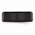 thumbnail image 3 of Ceramic Ring Band Wedding Beveled Edge, Black Faceted 8mm Polished, 3 of 6