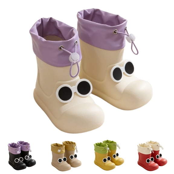Miaoju Kids Rain Boots - Toddler Waterproof Rubber Kids Rain Boots for Girls and Boys with Fun Patterns and Easy-On Handles