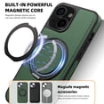 thumbnail image 2 of Allytechgroup Magnetic Case for iPhone 14, Built-in Invisible 360° Rotatable Kickstand, Compatible with MagSafe, PU Leather Slim Shockproof Protective Phone Case Cover, Darkgreen, 2 of 7