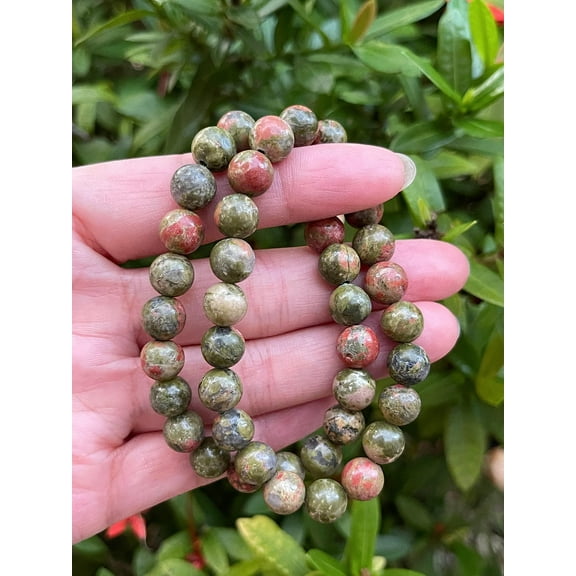 Unakite Crystal Bead Bracelet 8mm, Wholesale Genuine Unakite Stretch Gemstone Bracelet, Gift for Men & Women (1)