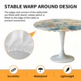 thumbnail image 2 of Elastic Fitted Round Tablecloth, Vintage Beige Coastal Waterproof Stretch Table Cover for 55"-60" Tables, Summer Beach Starfish Shell Coral Nautical Washable Outdoor Tablecloths for Patio, Picnic, 2 of 9