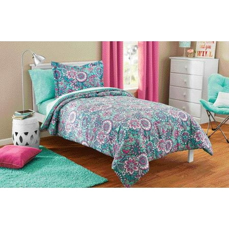 Mainstays Kids Floral Medallion Bed in a Bag Coordinating Bedding Set