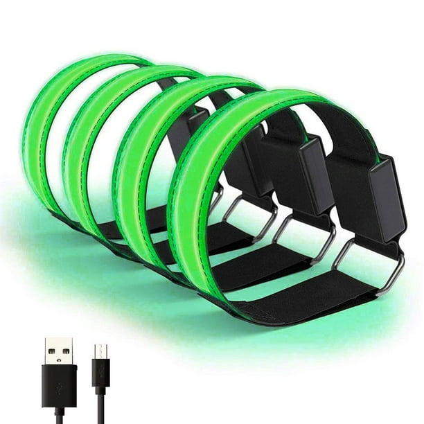 Brazalete LED, pulsera LED de 4 piezas Brazalete luminoso USB Brazalete reflectante Probado y confiable
