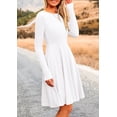 thumbnail image 4 of Vestido PRETTYGARDEN de Punto Acanalado Manga Larga Línea A Blanco XL, 4 of 8
