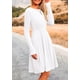 thumbnail image 4 of Vestido PRETTYGARDEN de Punto Acanalado Manga Larga Línea A Blanco XL, 4 of 8