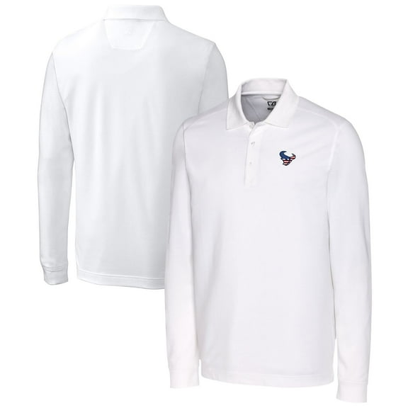 Men's Cutter & Buck White Houston Texans Team Advantage Pique Long Sleeve Polo