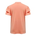 thumbnail image 2 of Blusa de Trabajo de Manga Corta Botón de Manga de Encaje de Color Sólido Blusa Casual 95% Poliéster 5% Spandex, Nuevo Top de Moda para Diario Y Fiesta, 2 of 4