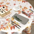thumbnail image 5 of Happy Autumn Tablecloth Round 60 Inch Fall Leaf Harvest Table Cloths Polyester Fabric Thanksgiving Fall Leaf Seasonal Table Cover for Kitchen Dining Room Picnic Party Autumn/Fall Outdoor, 5 of 6
